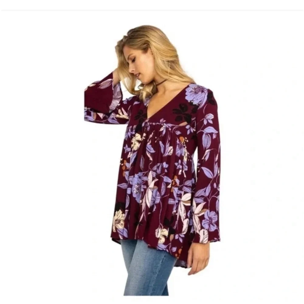 Free People Bella Floral Print Tunic Top Size S